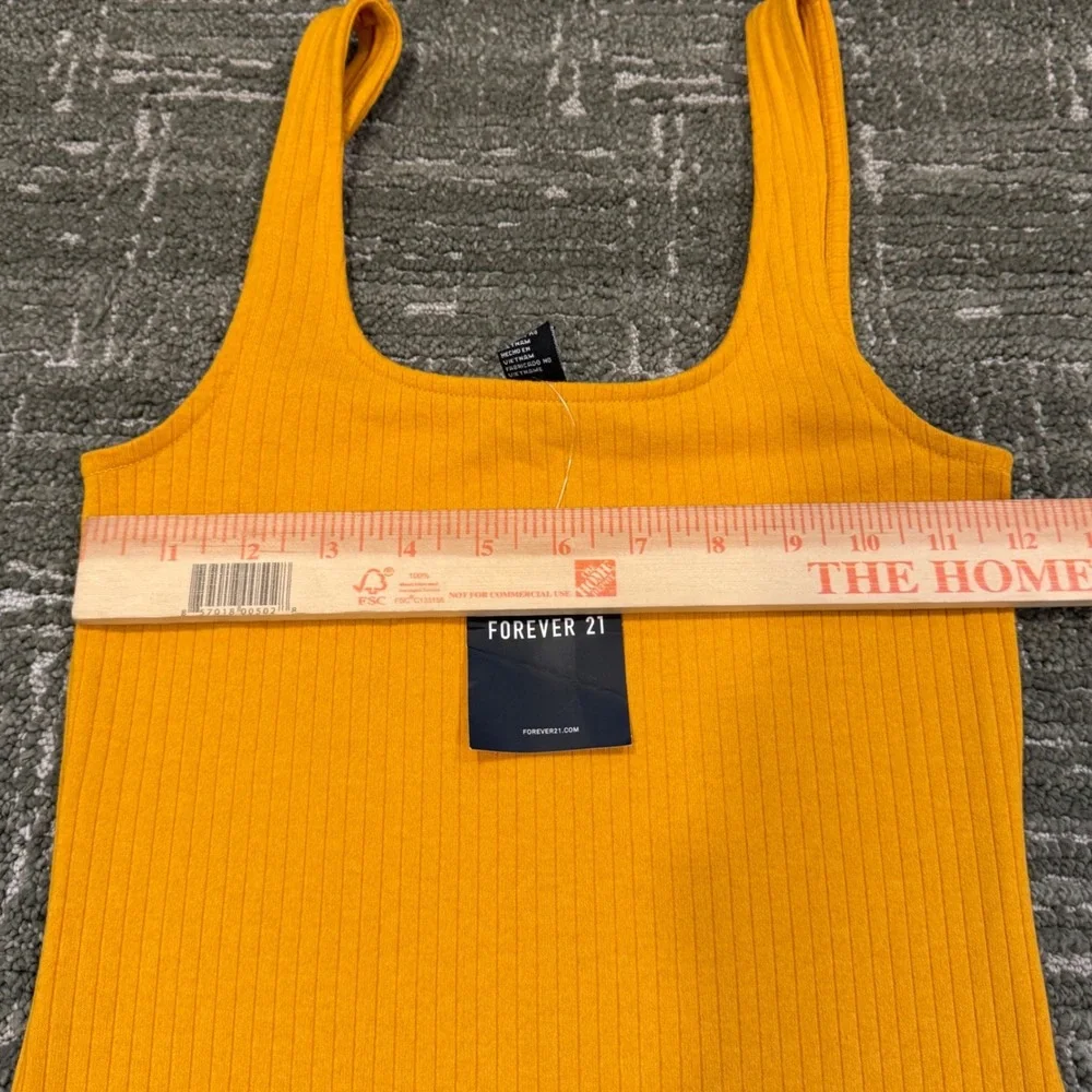 Forever 21 Womens Mustard Yellow Ribbed Knit Scoop Neck Dress S - Picture 2 of 3